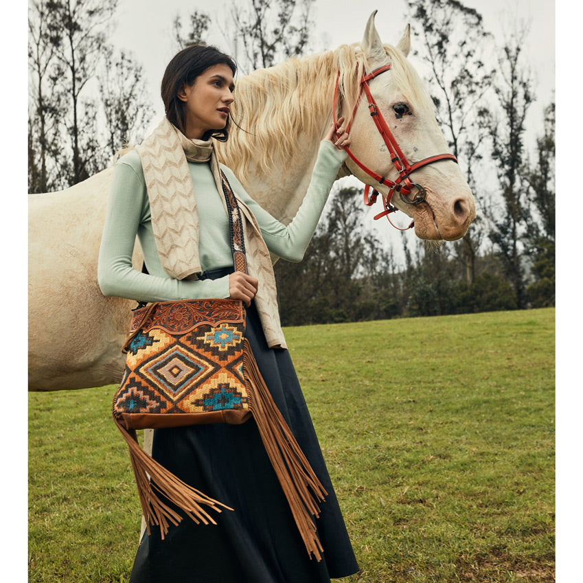 Garnet waves Hand-Tooled Bag - MyraUSA