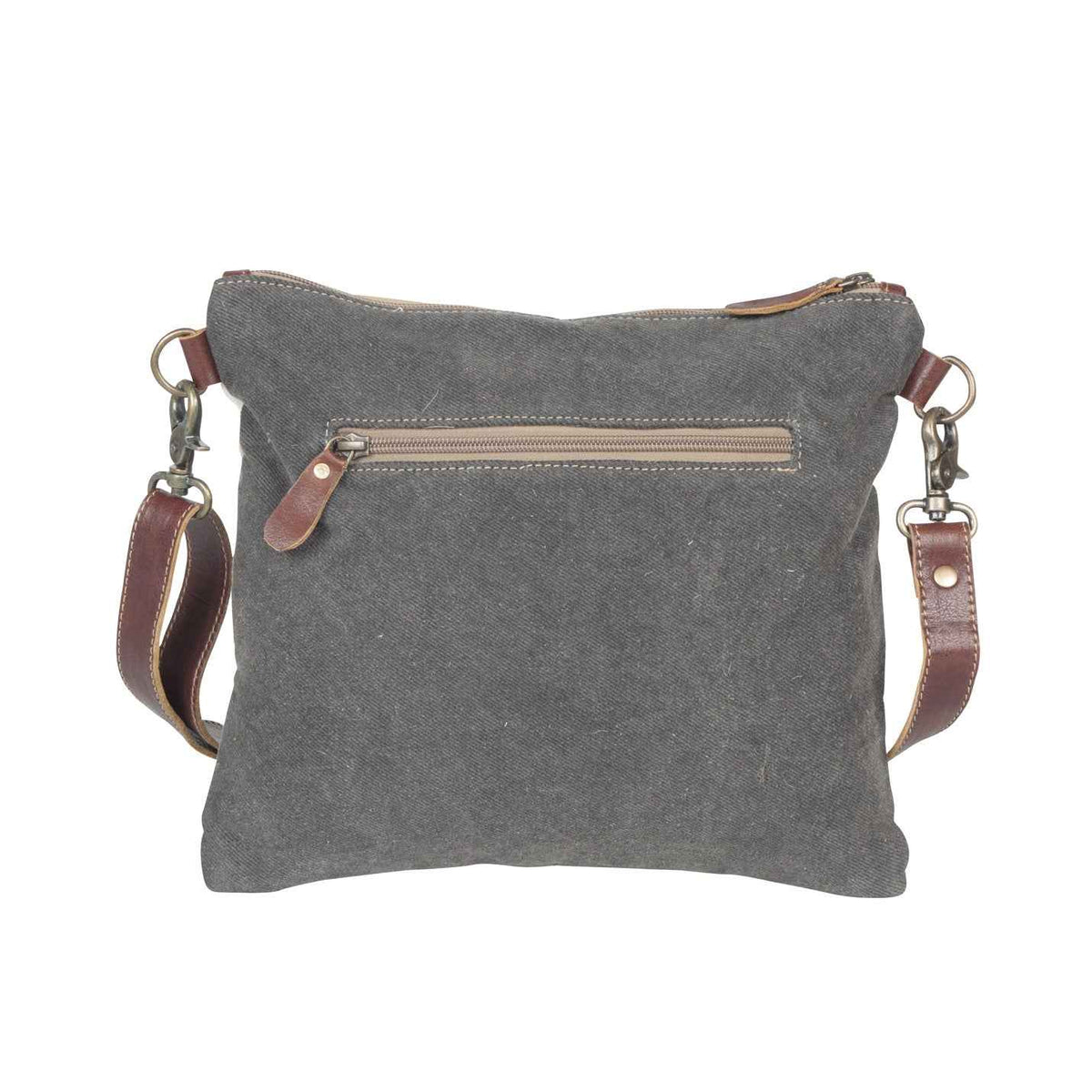 Myra North Star Bag for Women with hairon hide and embossed leather in black and white with adjustable detachable strap