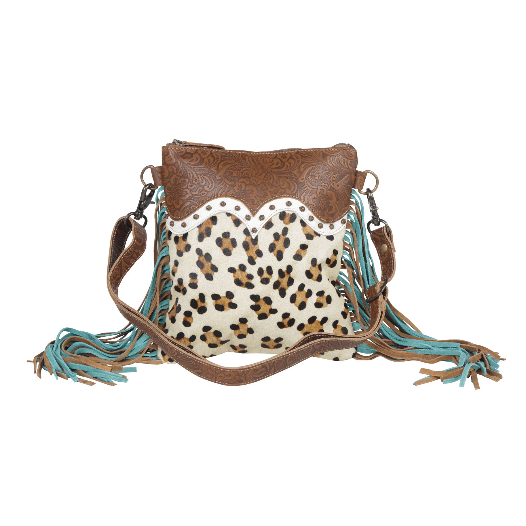 Earth prints Leather & Hairon Bag - MyraUSA