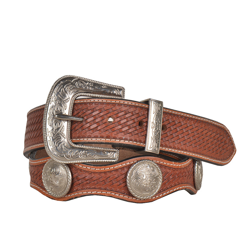 Rustic Woods Hand-Tooled Leather Women's Belt - MyraUSA