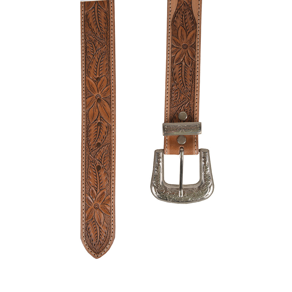 Birch Hand-Tooled Leather Women's Belt - MyraUSA
