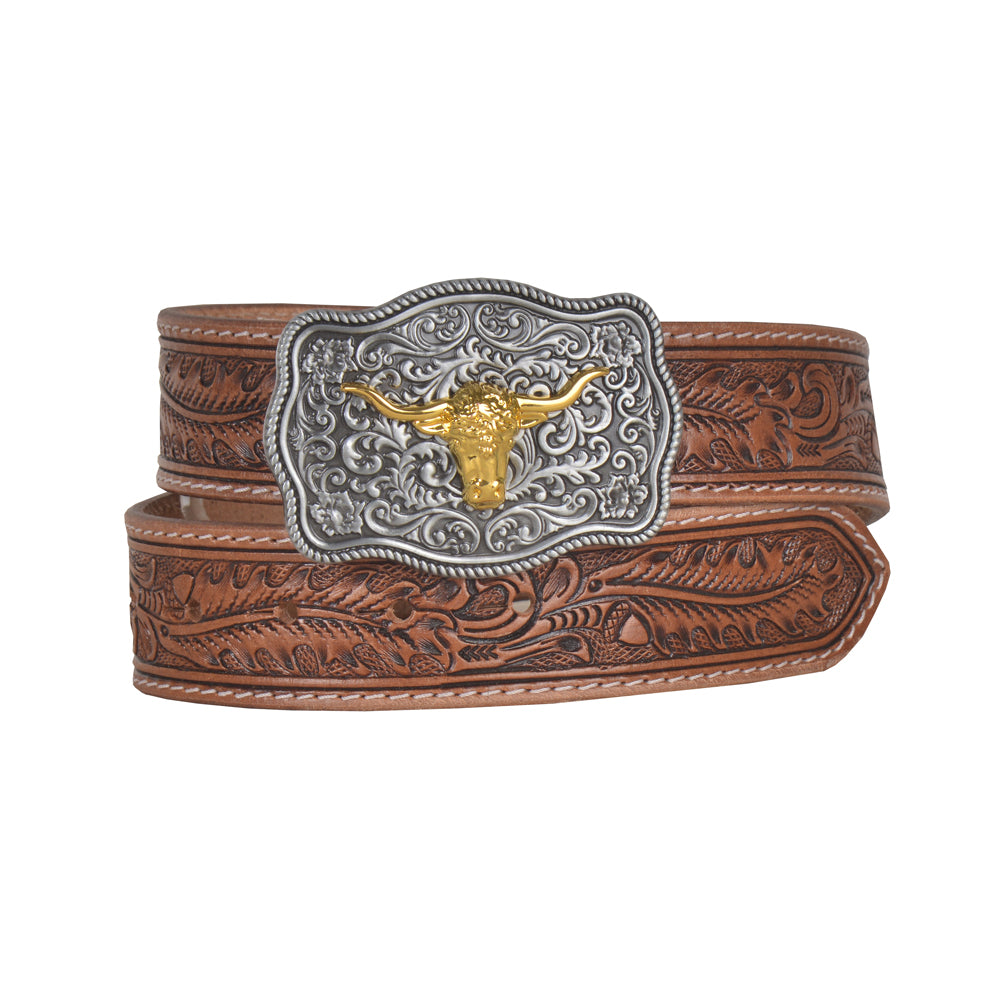 Frenzy Hand-Tooled Leather Women's Belt - MyraUSA