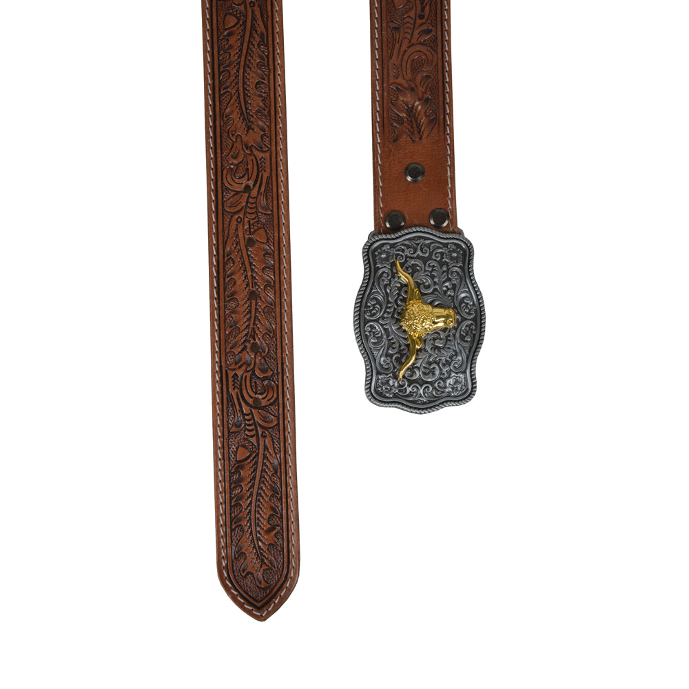 Frenzy Hand-Tooled Leather Women's Belt - MyraUSA