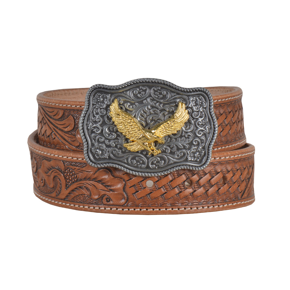 Vines Hand-Tooled Leather Women's Belt - MyraUSA