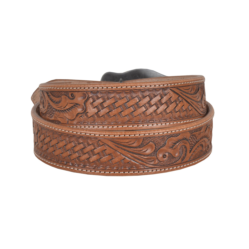 Vines Hand-Tooled Leather Women's Belt - MyraUSA