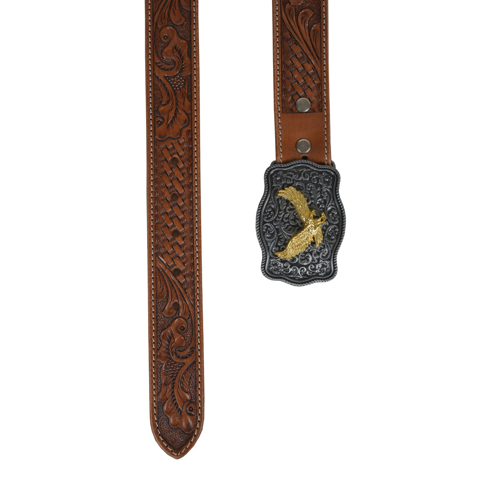 Vines Hand-Tooled Leather Women's Belt - MyraUSA