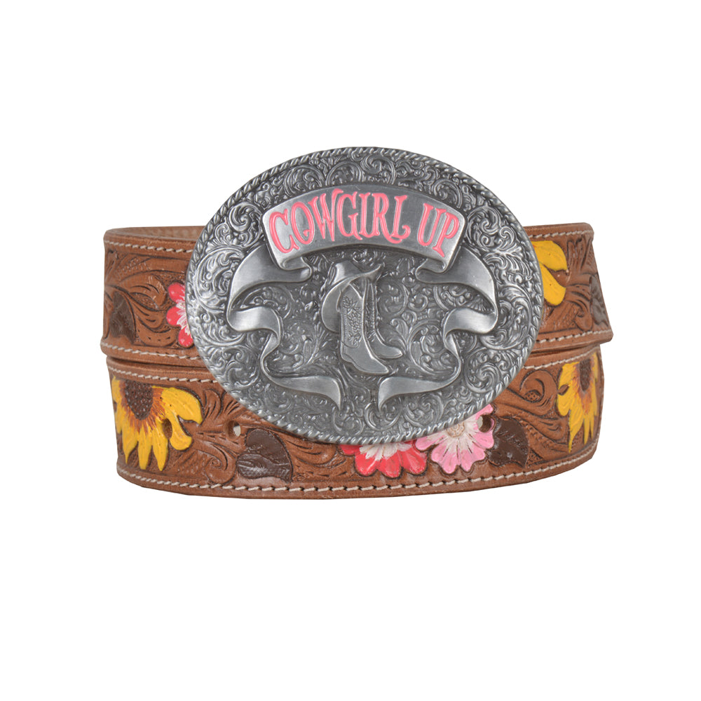 Bouquet Hand-Tooled Leather Women's Belt - MyraUSA