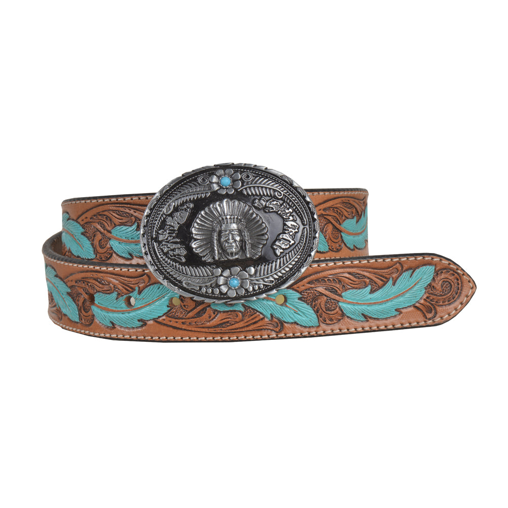 Radianite Hand-Tooled Leather Women's Belt - MyraUSA