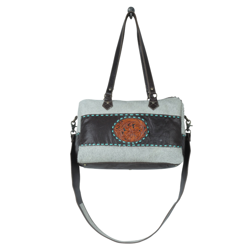 Turquoise edges Hand-Tooled Bag - MyraUSA