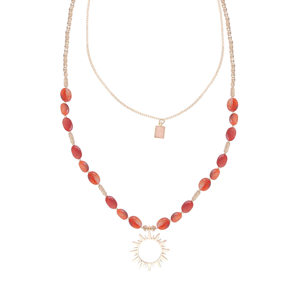 Maroon Stars Necklace - MyraUSA