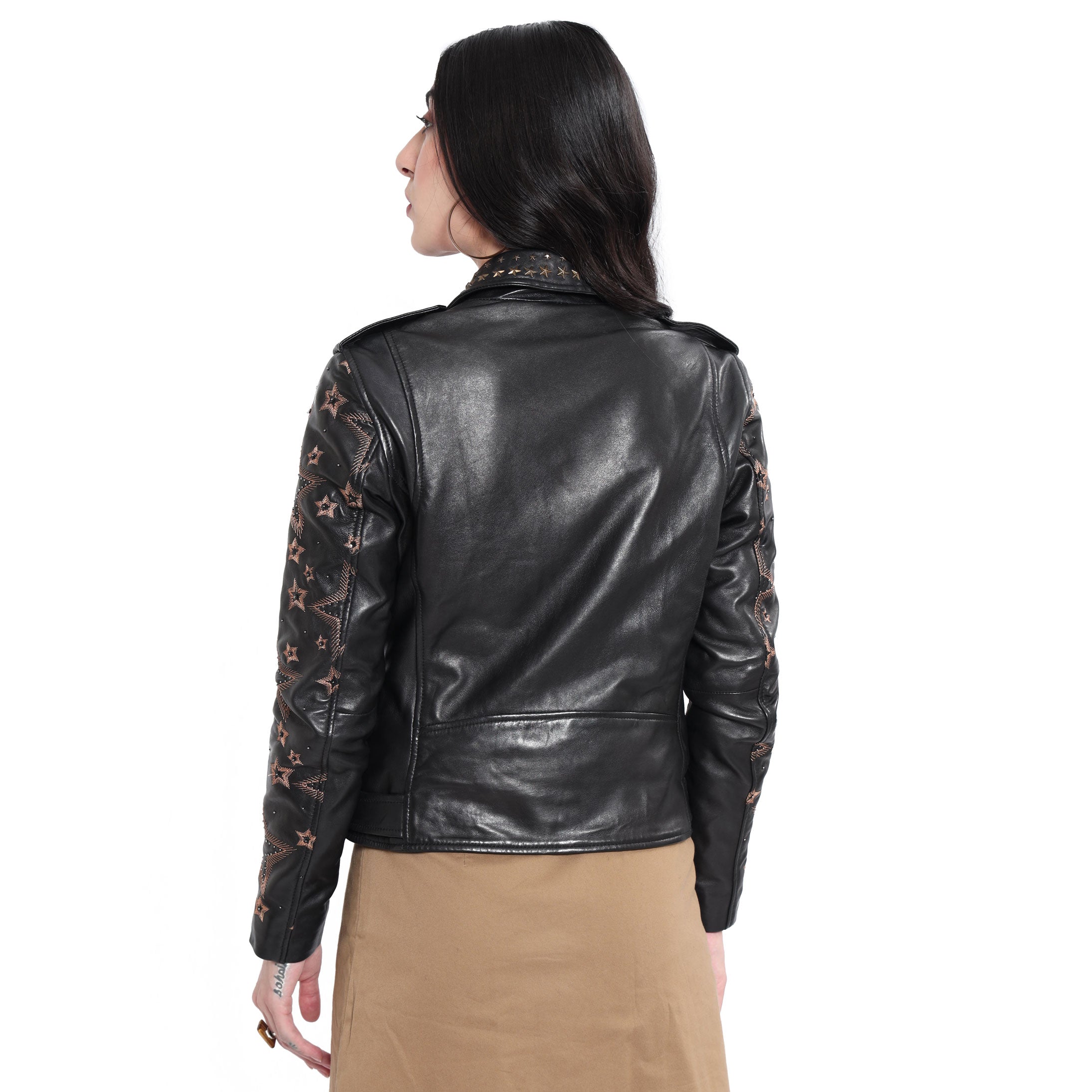 Brown Star LEATHER Jacket - MyraUSA