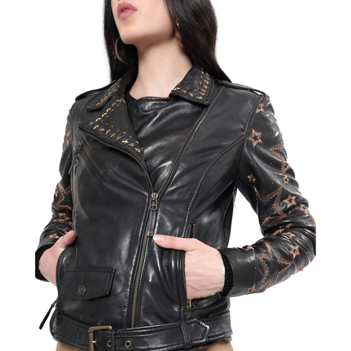 Brown Star LEATHER Jacket - MyraUSA
