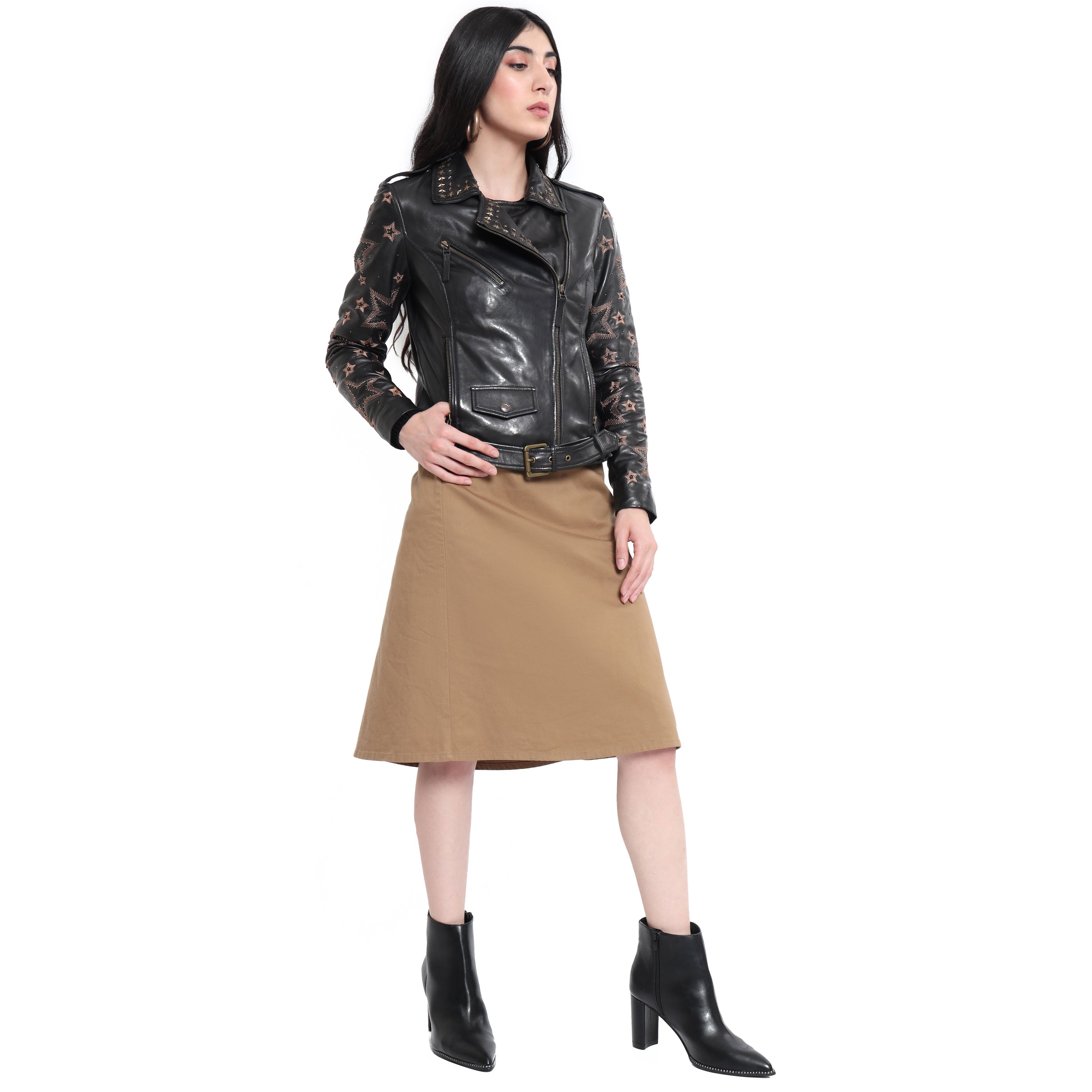 Brown Star LEATHER Jacket - MyraUSA
