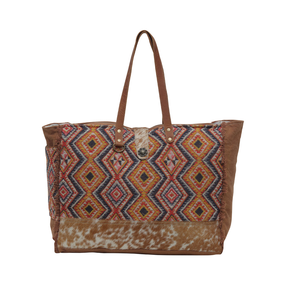 Geometric Blues Weekender Bag - MyraUSA