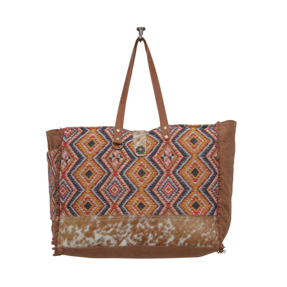 Geometric Blues Weekender Bag - MyraUSA