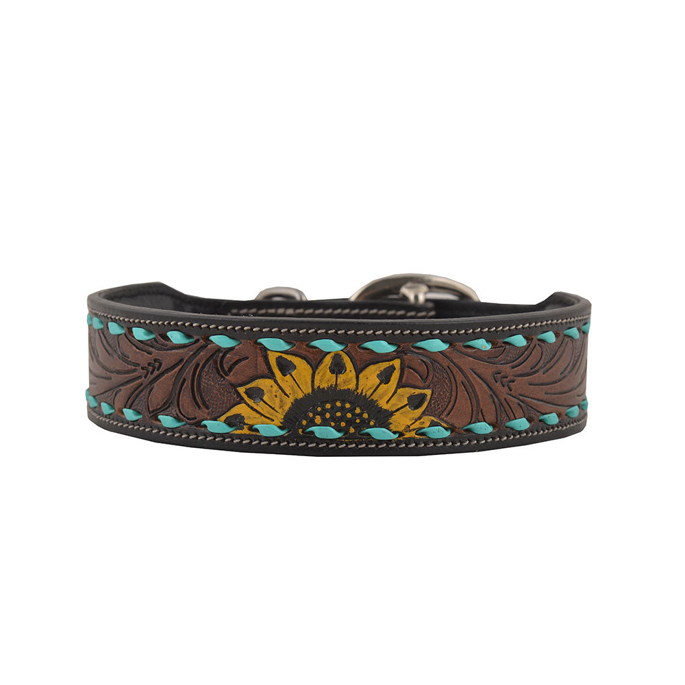 Scenic Hand-Tooled Leather Dog Collar - MyraUSA