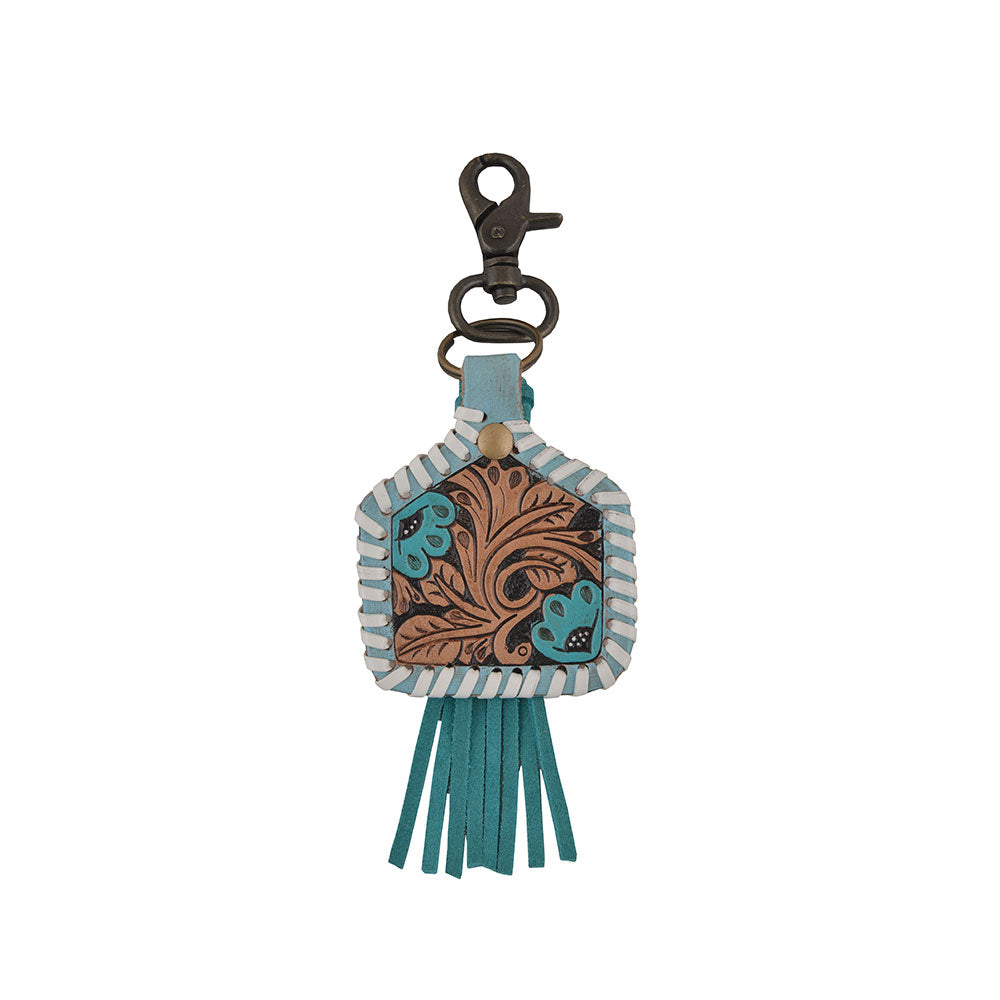 Blue Lotus Leather Keychain - MyraUSA