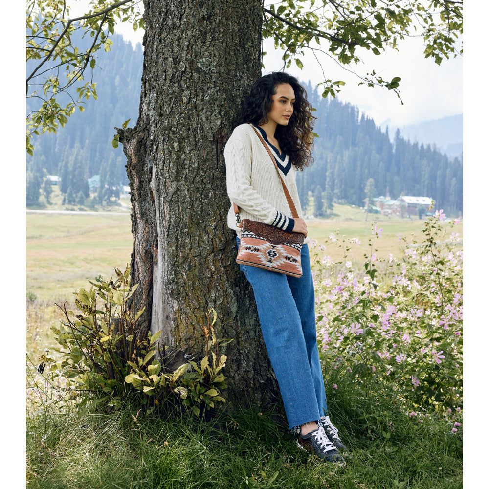 SANSA CHEVRON HANDTOOLED BAG - MyraUSA
