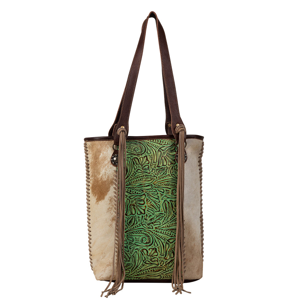 Cheyenne Plains Tooled Leather & Hairon Bag - Myra USA