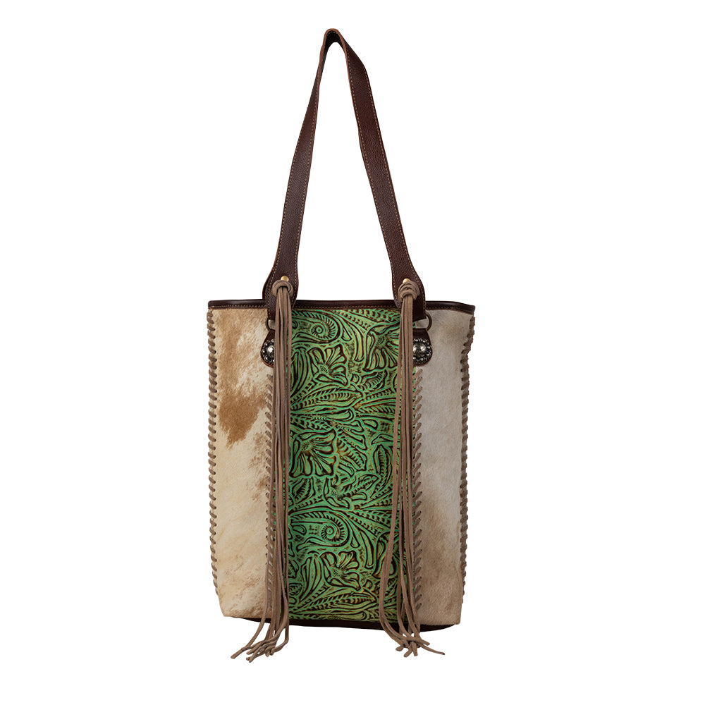 Cheyenne Plains Tooled Leather & Hairon Bag - Myra USA