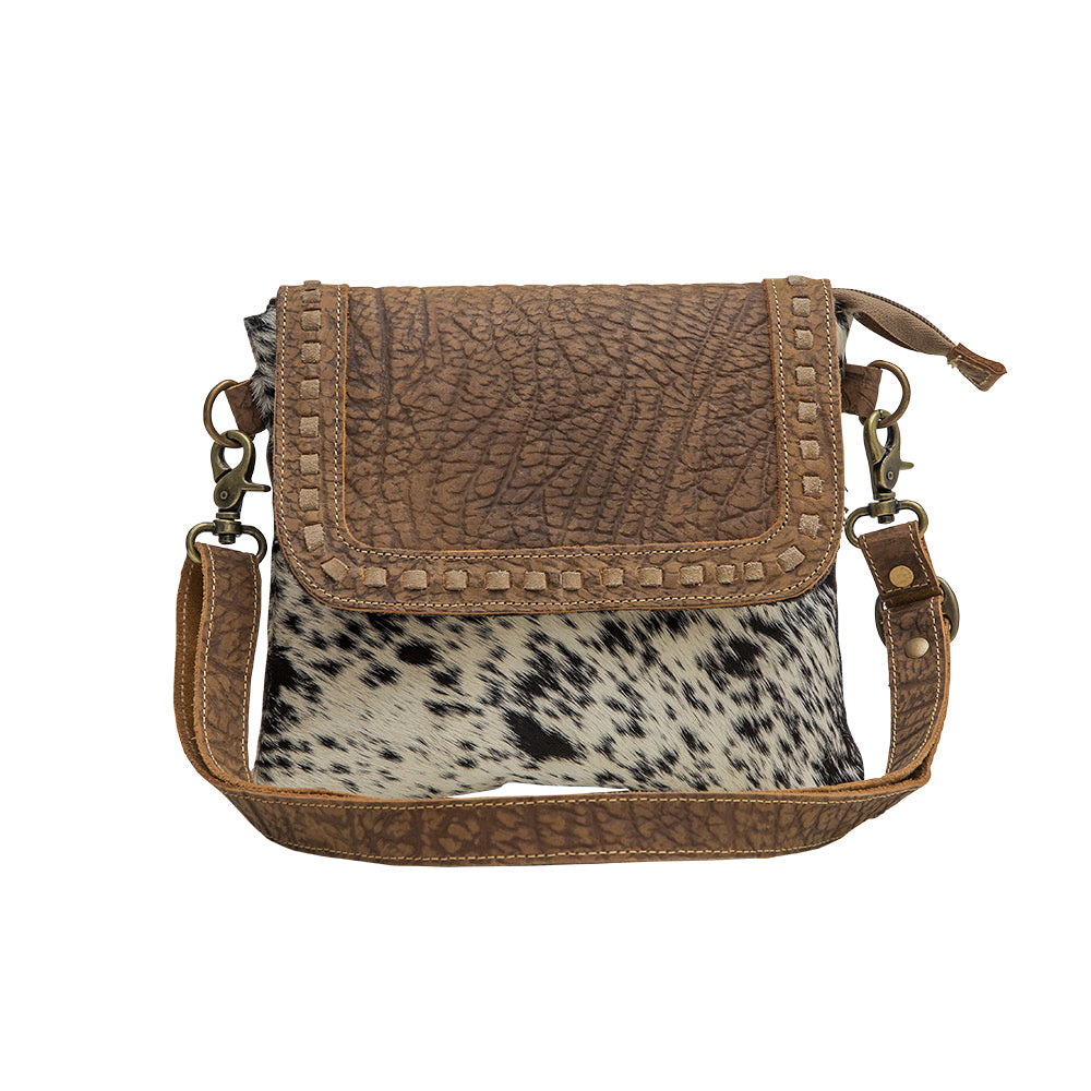 Myra Sling Bag For Women – Upcycled Canvas & Hair-on Leather Crossbody