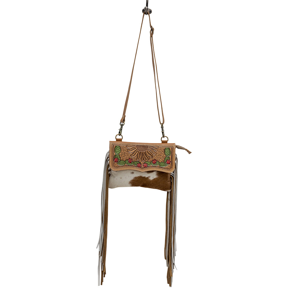 Glossy Moss Hand-Tooled Bag - MyraUSA