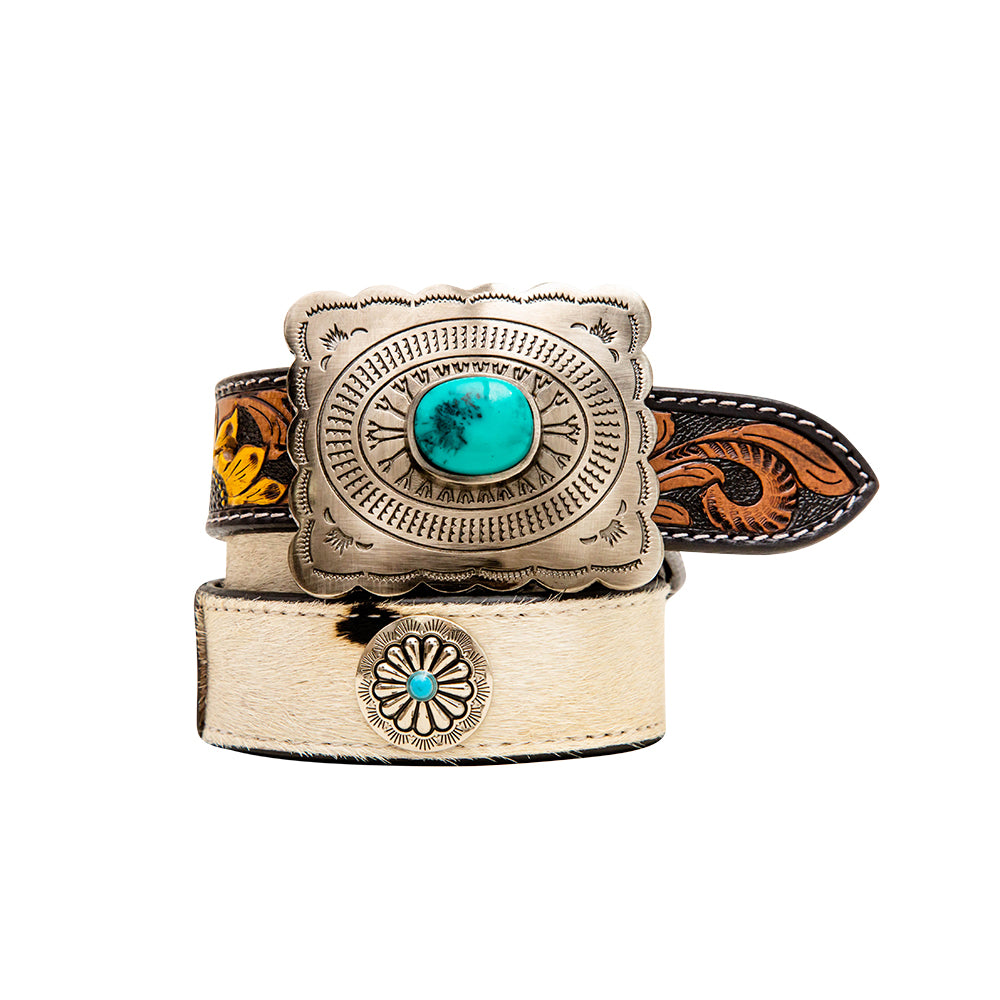 Klepto Hand-Tooled Concho Women's Belt - MyraUSA