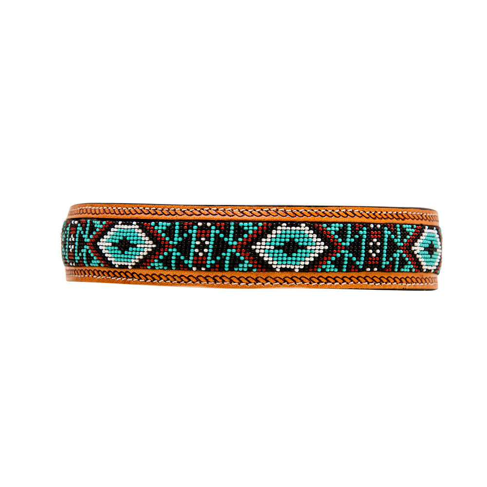 Whizter Hand-Tooled Beaded Dog Collar - MyraUSA