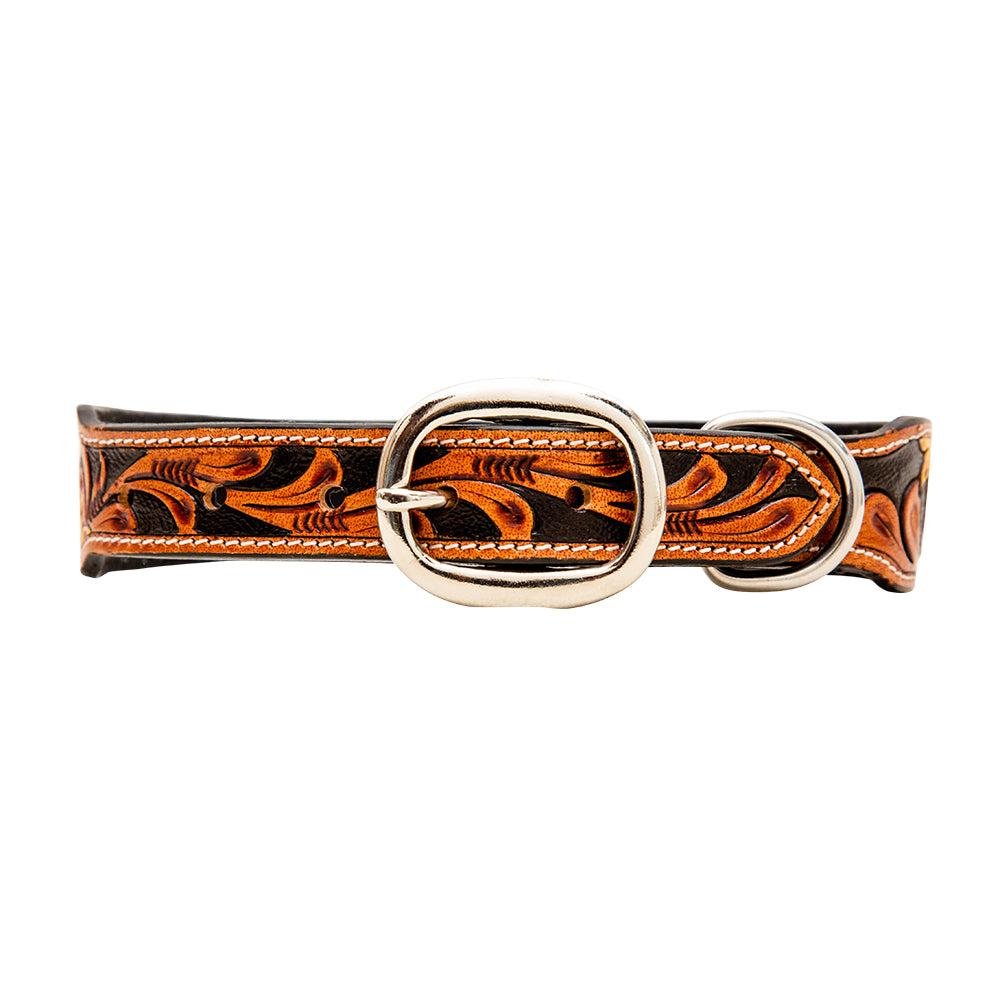 Zoomper Hand-Tooled Leather Dog Collar - MyraUSA