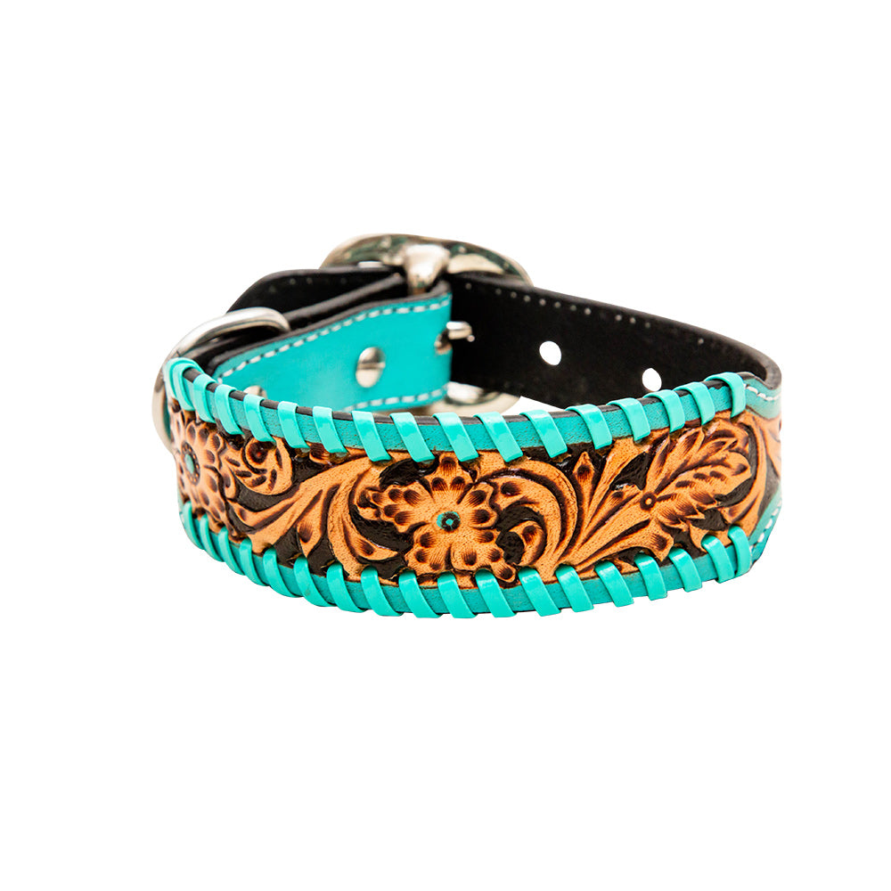 Acety Hand-Tooled Leather Dog Collar - MyraUSA