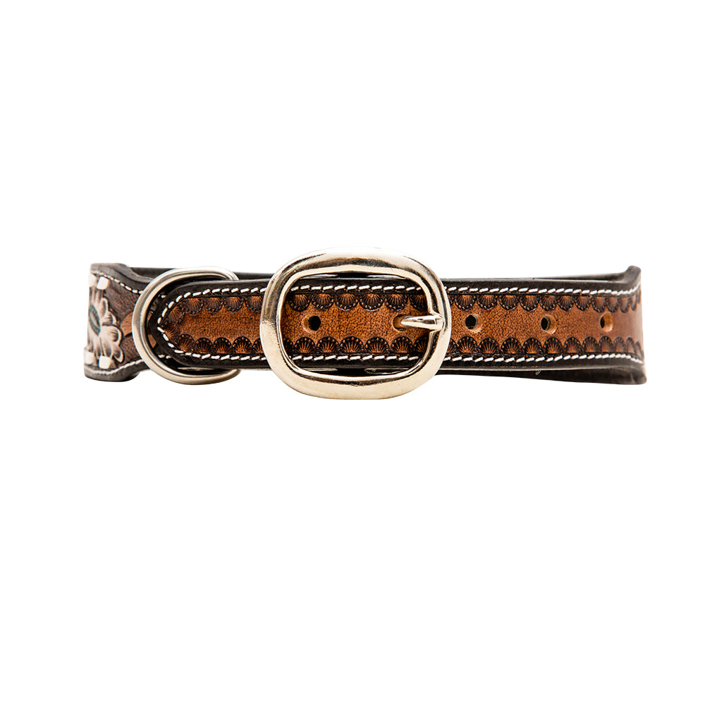 Hotshots Hand-Tooled Leather Dog Collar - MyraUSA