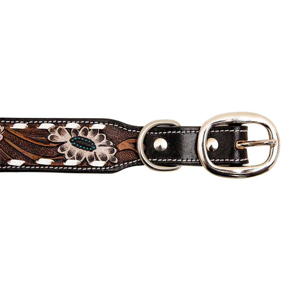 Hotshots Hand-Tooled Leather Dog Collar - MyraUSA