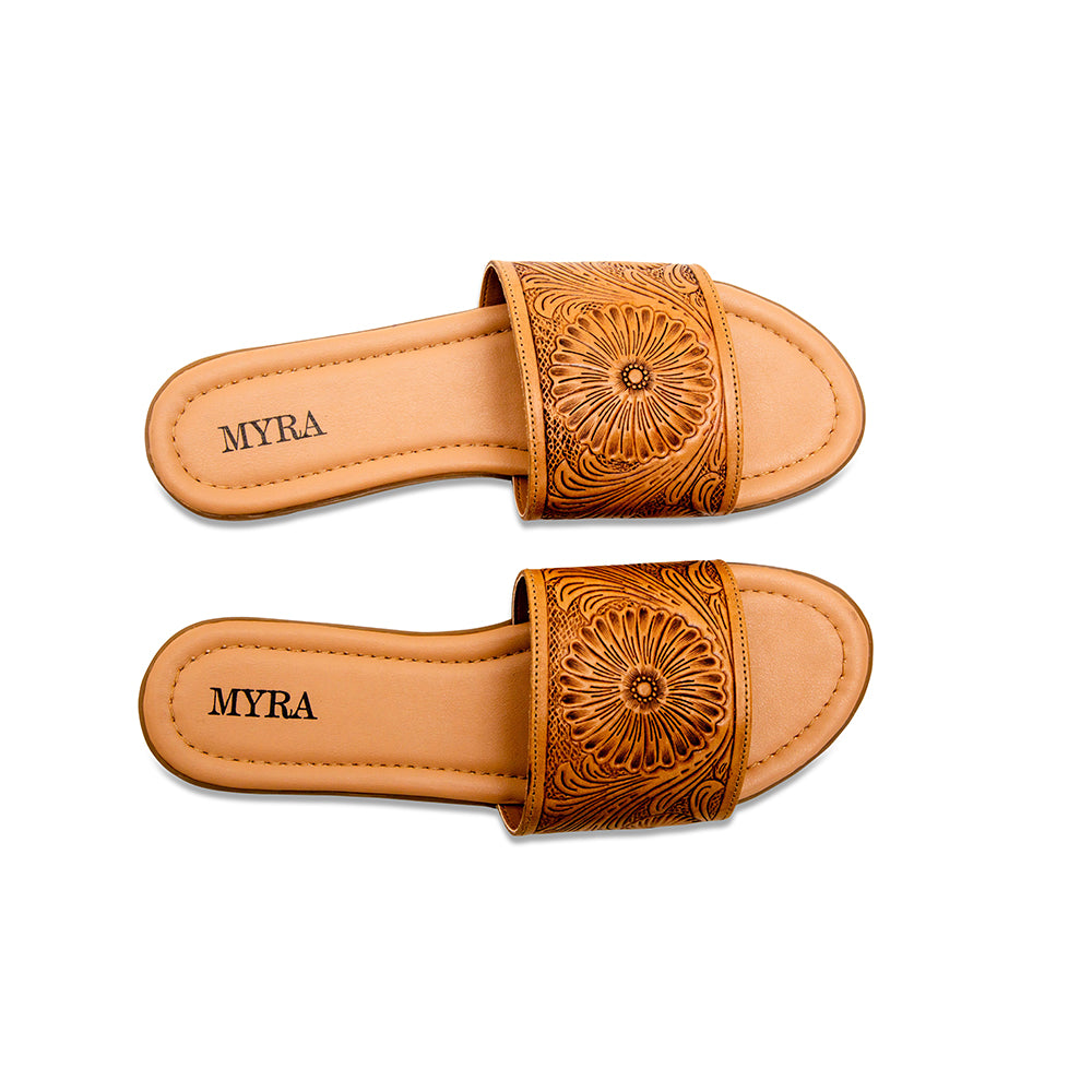 Wappal Western Hand-Tooled Sandals - MyraUSA
