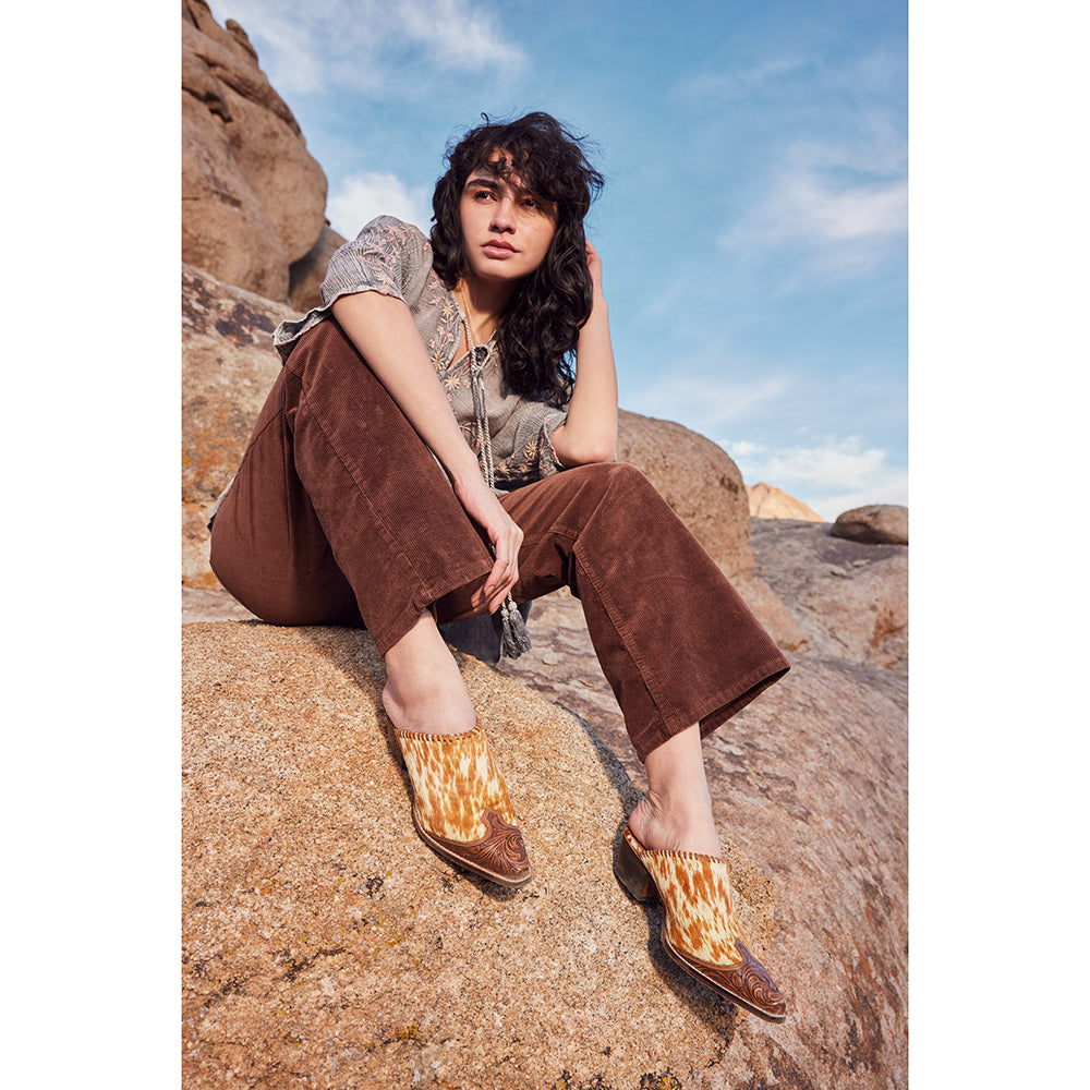 Orange Western Hand-Tooled Mules - MyraUSA