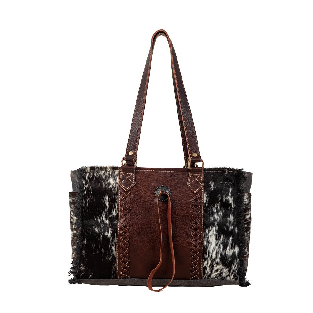 Rosalinda Cross Stitched Canvas & Hairon Bag. - Myra USA