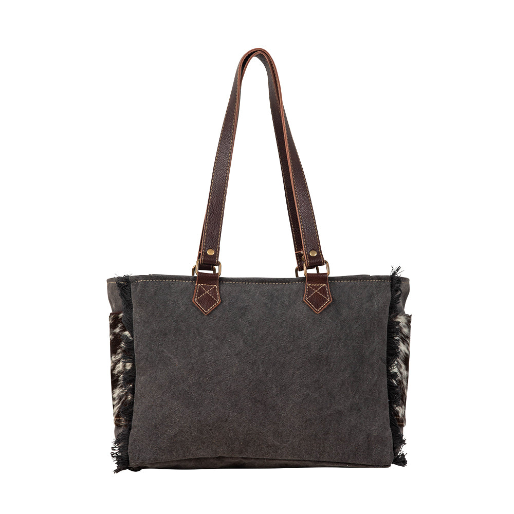 Rosalinda Cross Stitched Canvas & Hairon Bag. - Myra USA