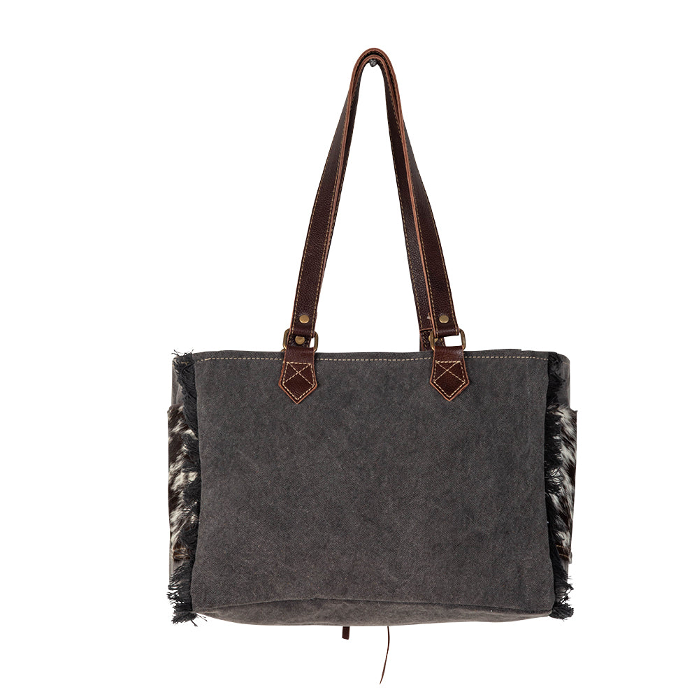 Rosalinda Cross Stitched Canvas & Hairon Bag. - Myra USA