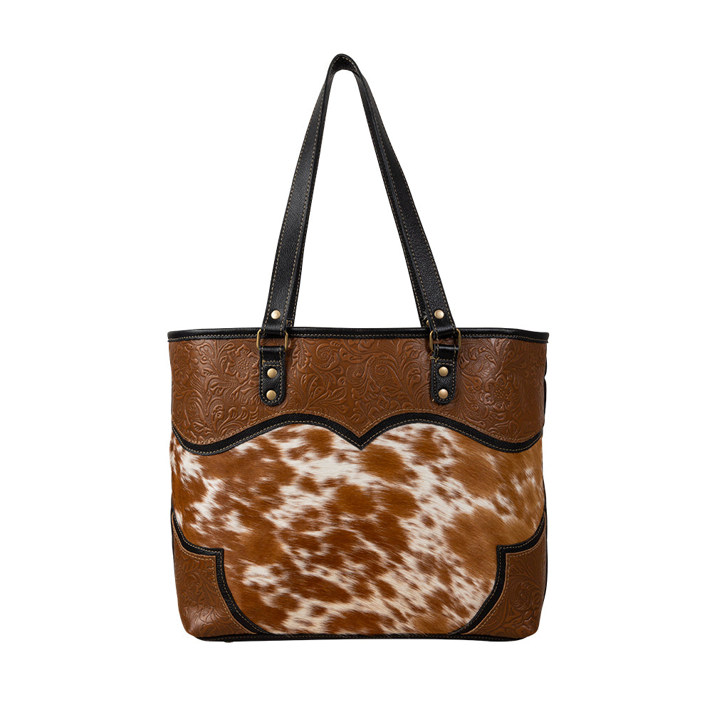 Cattle Brun Canvas & Hairon Bag - Myra USA