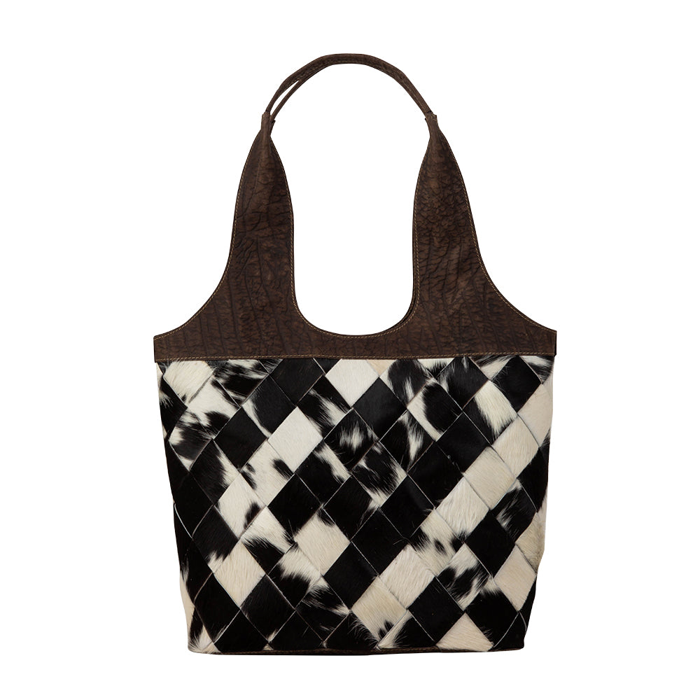Pecos Wind Weave Pattern Leather & Hairon Bag - Myra USA