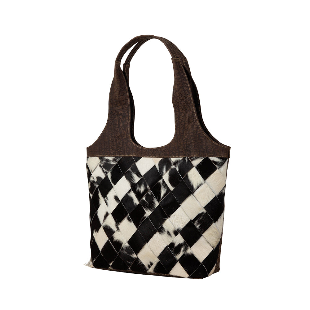 Pecos Wind Weave Pattern Leather & Hairon Bag - Myra USA