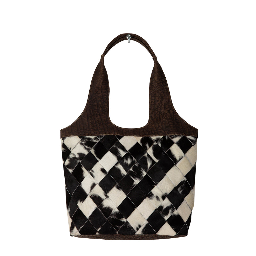 Pecos Wind Weave Pattern Leather & Hairon Bag - Myra USA