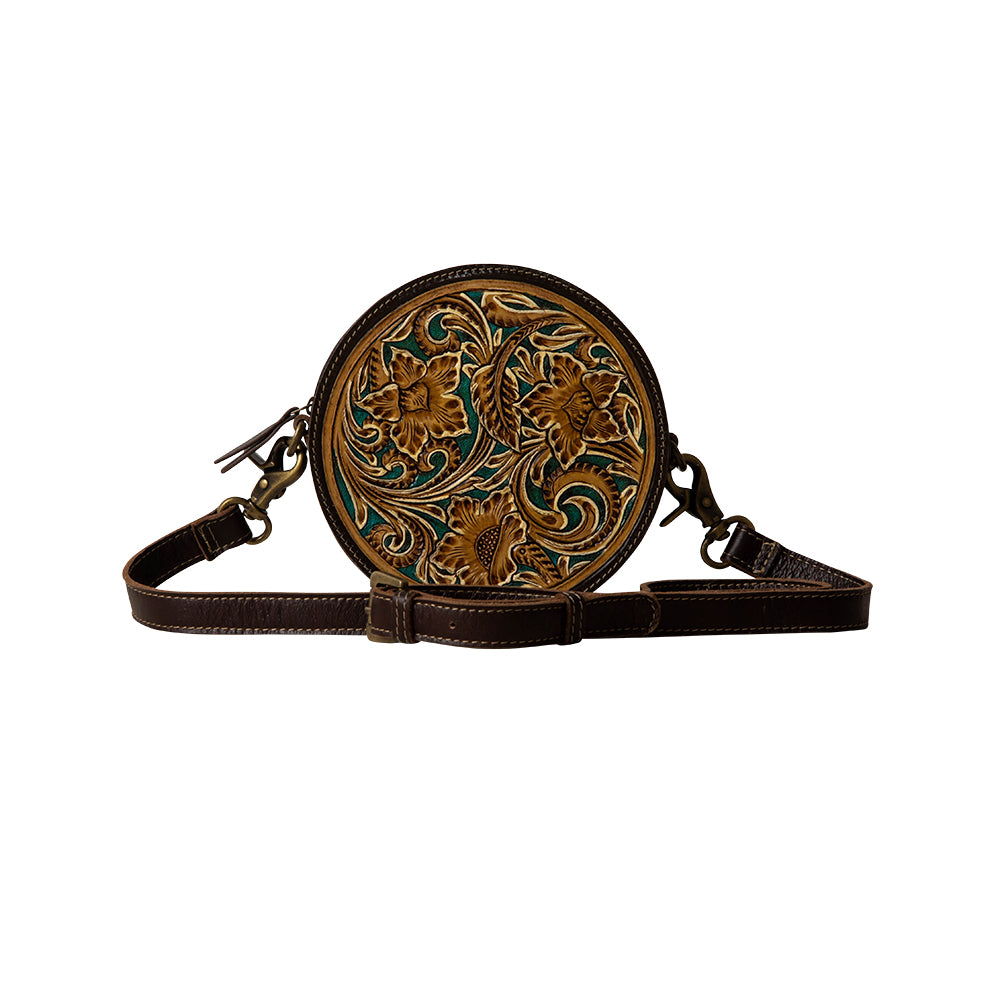 Magnolia Lane Hand-Tooled Round Bag - Myra USA