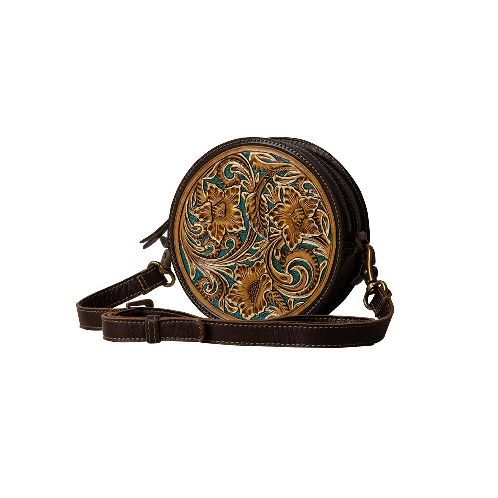 Magnolia Lane Hand-Tooled Round Bag - Myra USA