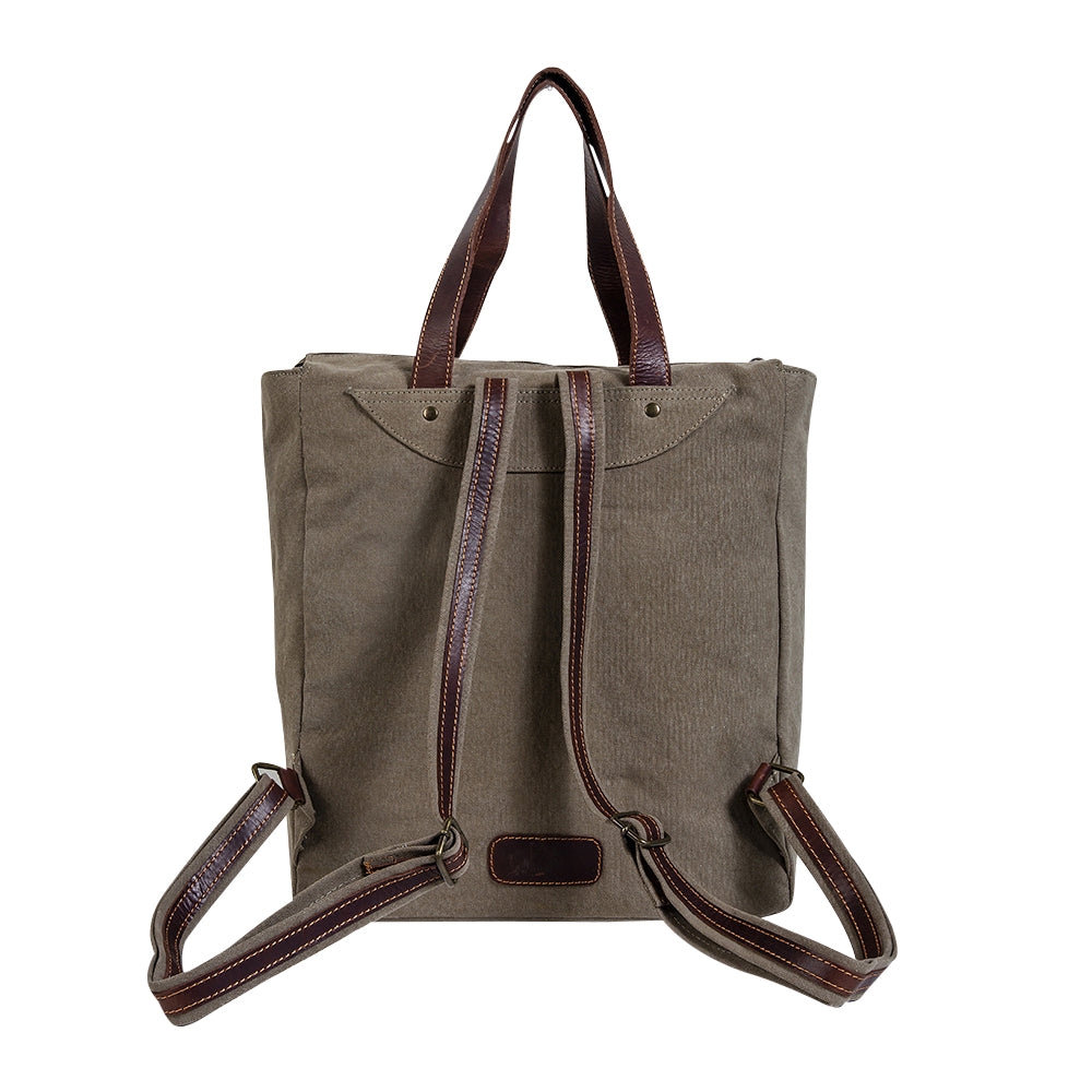 Yesteryear Canvas & Leather Backpack Bag - Myra USA