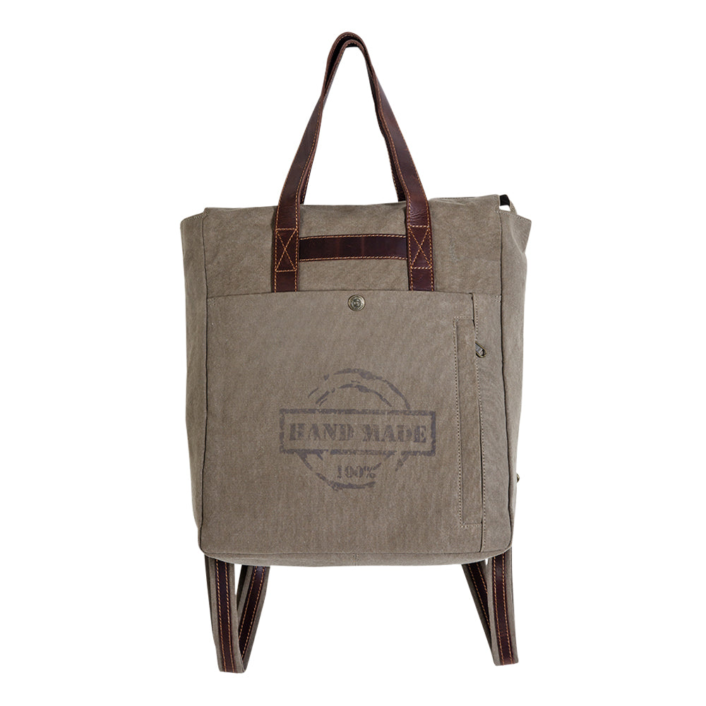 Yesteryear Canvas & Leather Backpack Bag - Myra USA