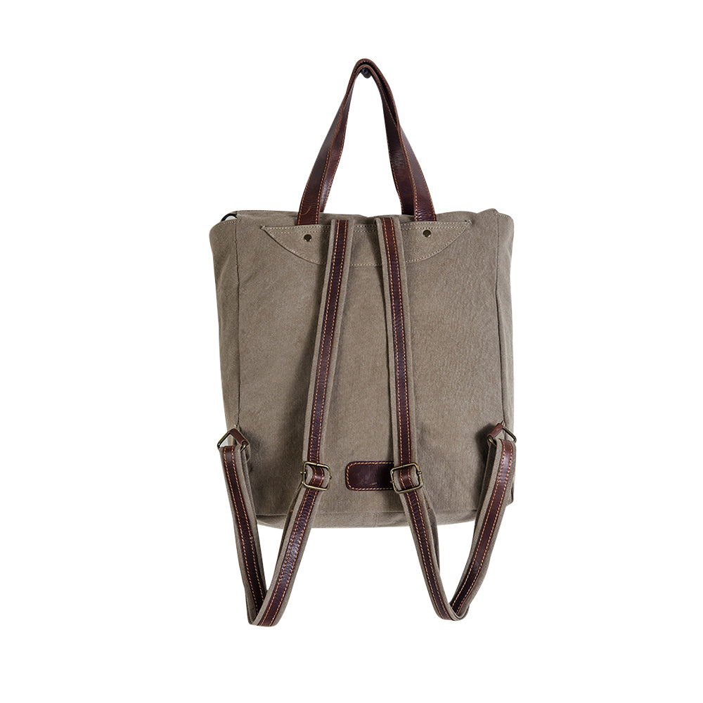 Yesteryear Canvas & Leather Backpack Bag - Myra USA