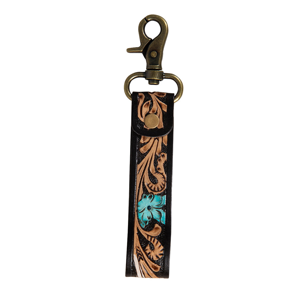 Canyon Feather Hand-Tooled Key Fob - Myra USA