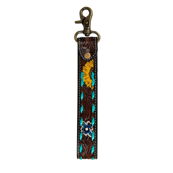 Sunflower Sunrise Hand-Tooled Key Fob - Myra USA