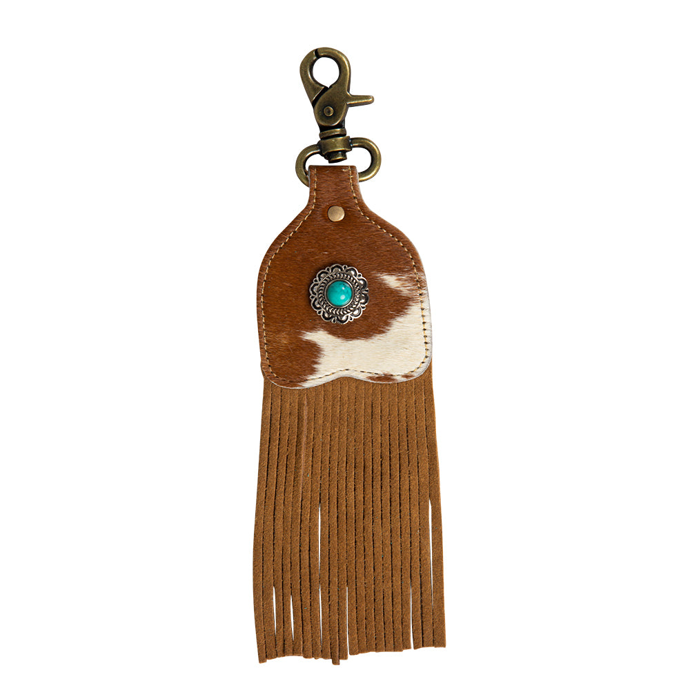 Pastureland Hairon Hide Fringed Key Fob - Myra USA