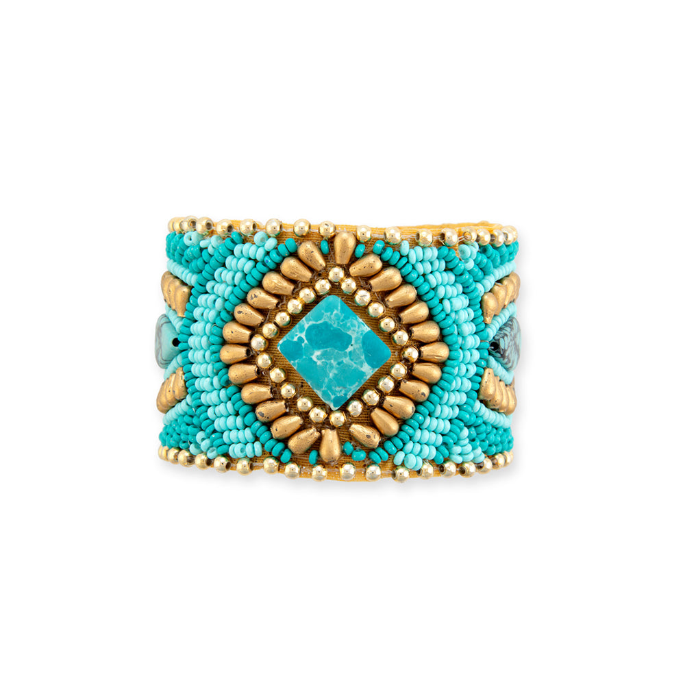 Savannah Worlds Beaded Cuff Bracelet - Myra USA